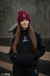 Miękka czapka zimowa z haftem Onesize - SAMIRA - Burgundy