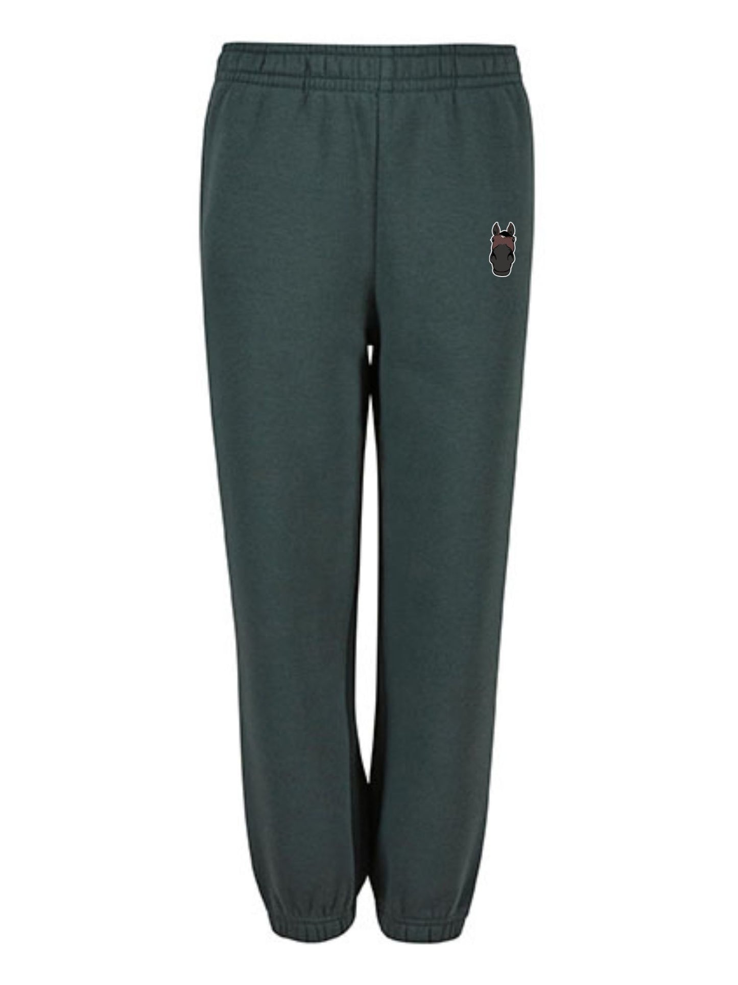 Miękkie spodnie dresowe z haftem dla dzieci Oversize - COZY - Bottle Green