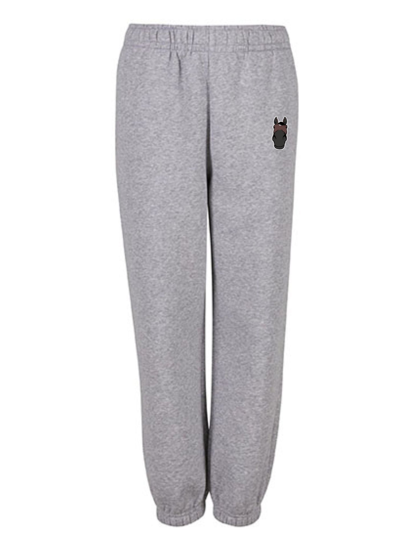 Miękkie spodnie dresowe z haftem dla dzieci Oversize - COZY - Heather Grey