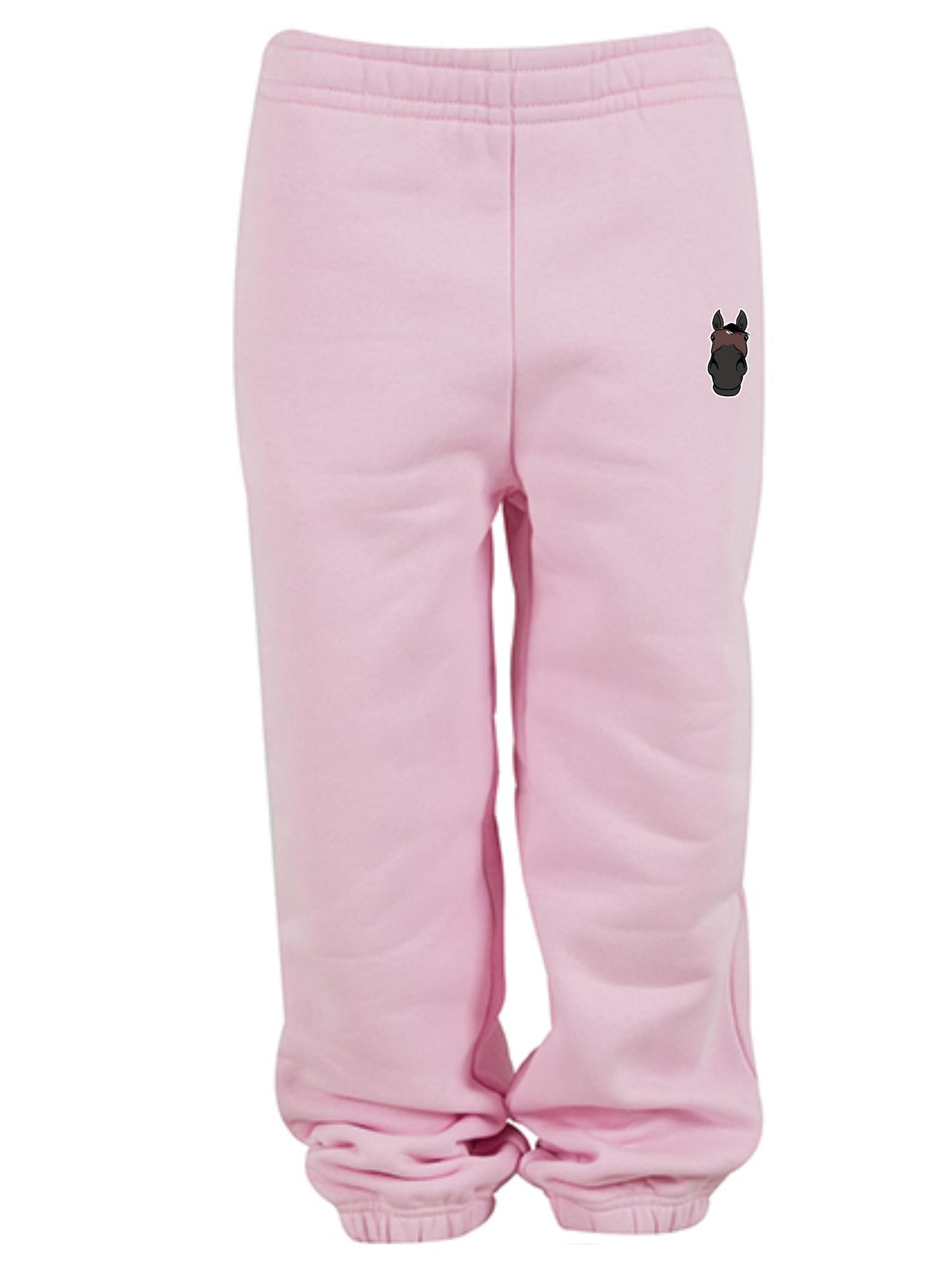 Miękkie spodnie dresowe z haftem dla dzieci Oversize - COZY - Soft Pink