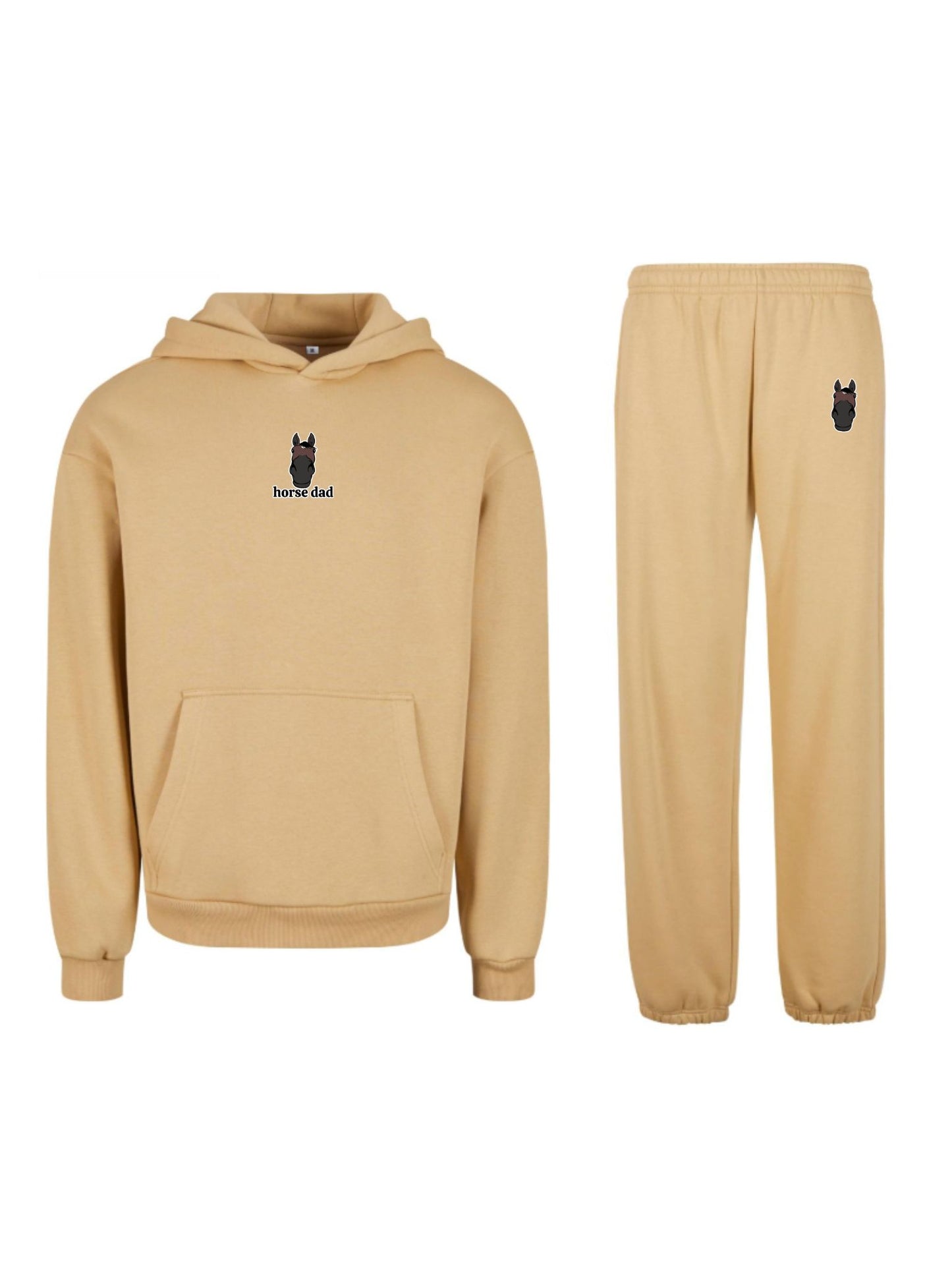 Cozy Komplet Dresowy Dla Koniarza - Horse Dad Oversize - Beige