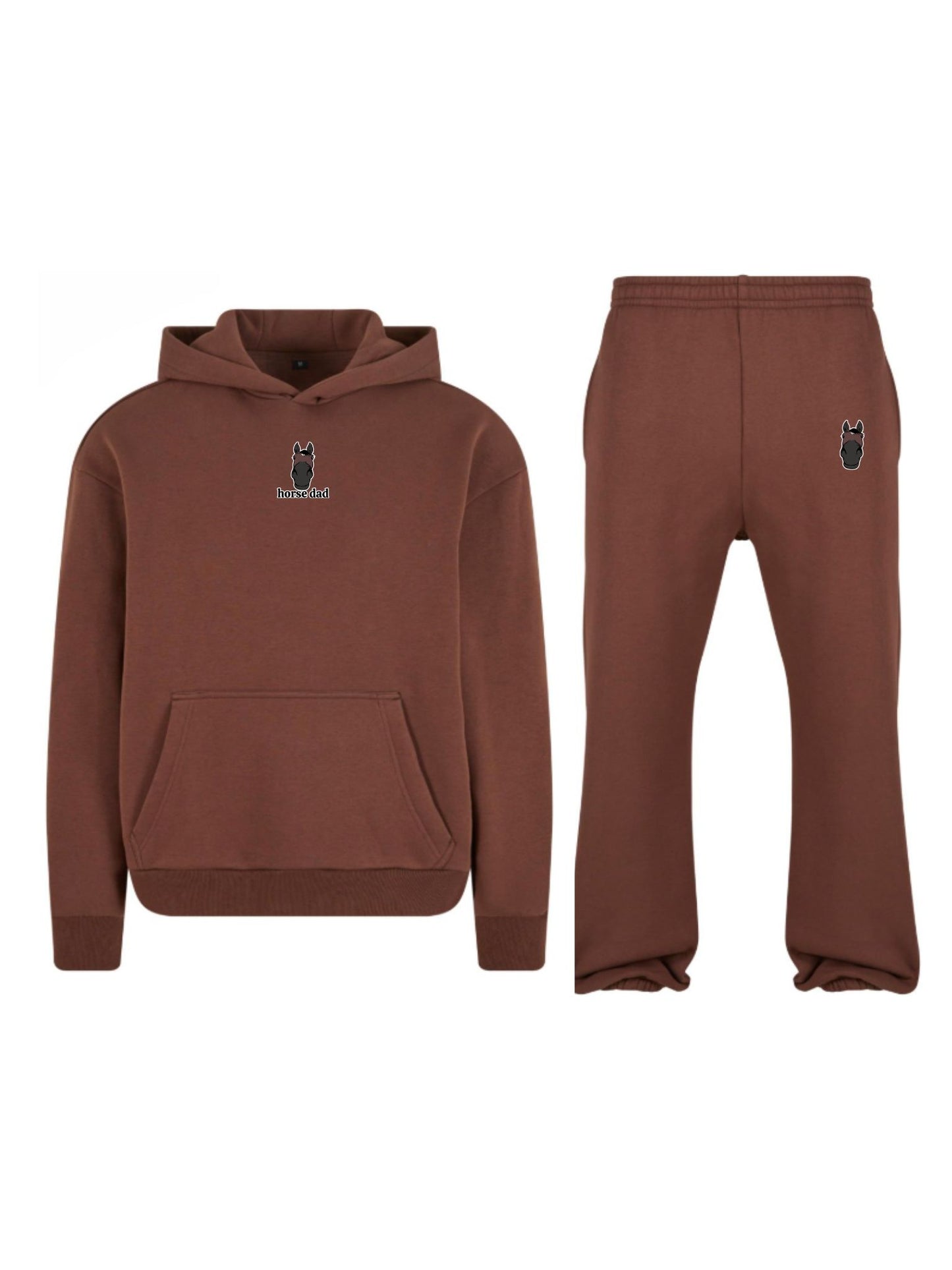 Cozy Komplet Dresowy Dla Koniarza - Horse Dad Oversize - Chocolate Brown