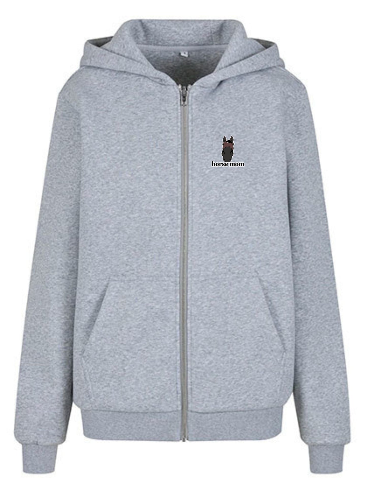 Cozy Rozpinana Bluza dla Koniary - Horse Mom Oversize - Heather Grey