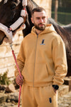 Miękka, luźna bluza na zamek z haftem "horse dad" dla Koniarza - COZY - Beige