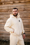 Miękka, luźna bluza na zamek z haftem "horse dad" dla Koniarza - COZY - White Sand