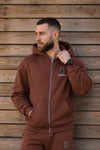 Miękka, luźna bluza na zamek z haftem "horse dad" dla Koniarza - COZY - Chocolate Brown