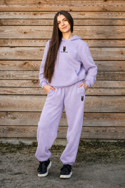 Cozy Komplet Dresowy Dla Koniary - Horse Mom Oversize - Lilac