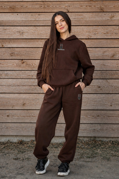 Cozy Komplet Dresowy Dla Koniary - Horse Mom Oversize - Chocolate Brown