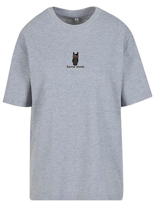 Koszulka - Horse Mom Oversize - Heather Grey