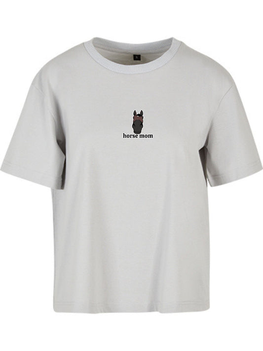 Koszulka - Horse Mom Oversize - Light Asphalt