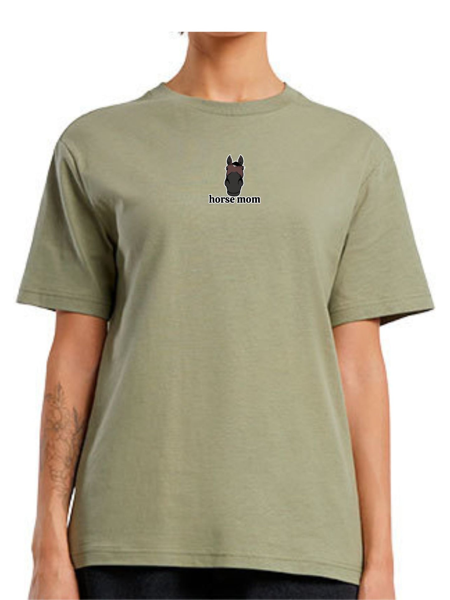Koszulka - Horse Mom Oversize - Pale Olive