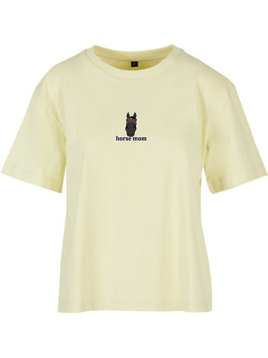 Koszulka - Horse Mom Oversize - Soft Yellow