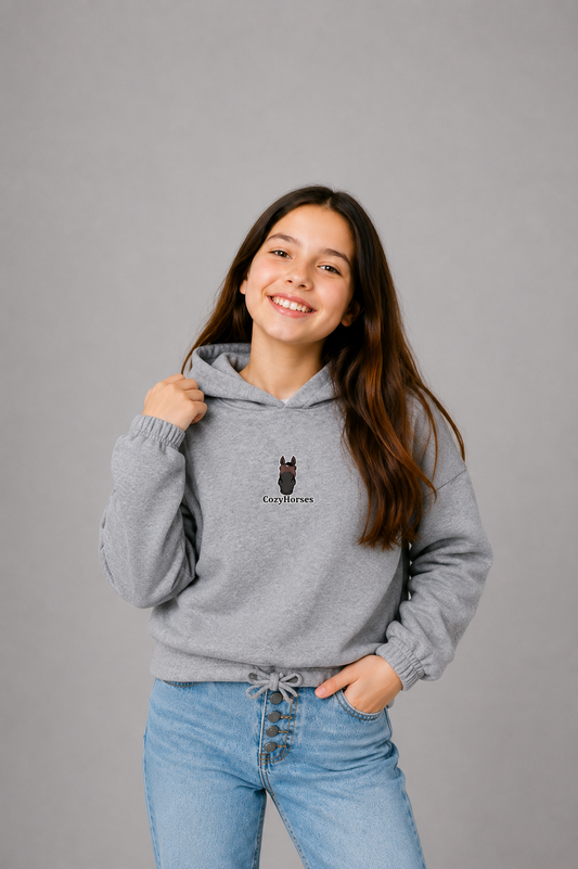 Cozy Bluza ze Ściągaczem dla Dzieci - CozyHorses - Heather Grey