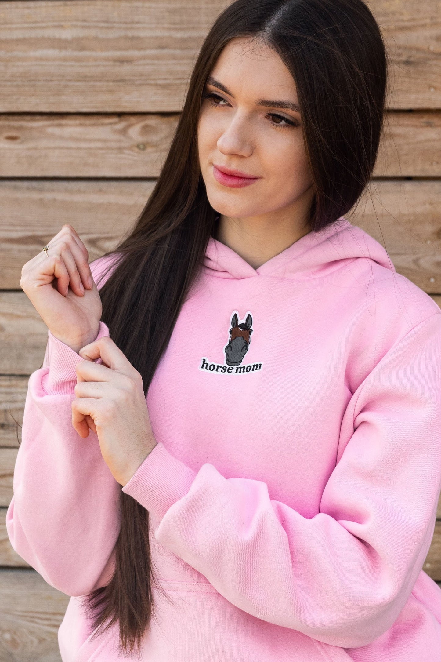 Cozy Bluza dla Koniary - Horse Mom Oversize - Soft Pink