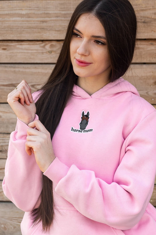 Cozy Bluza dla Koniary - Horse Mom Oversize - Soft Pink