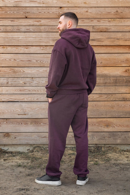 Cozy Komplet Dresowy Dla Koniarza - Horse Dad Oversize - Plum Purple