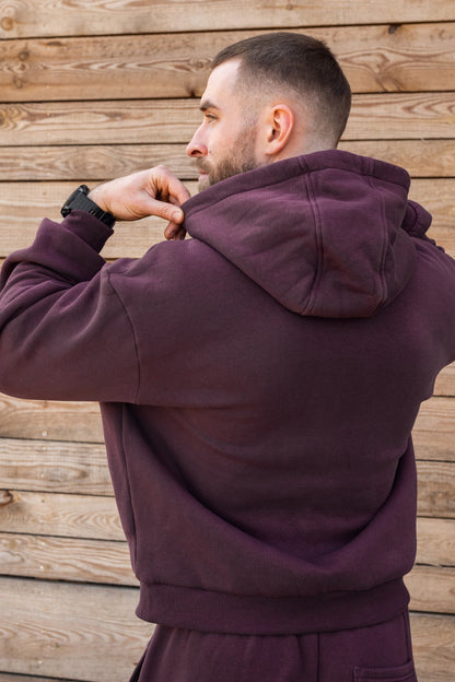 Miękka bluza z haftem "horse dad" dla Koniarza Oversize - COZY - Plum Purple