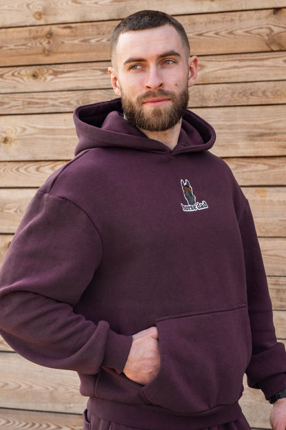 Miękka bluza z haftem "horse dad" dla Koniarza Oversize - COZY - Plum Purple