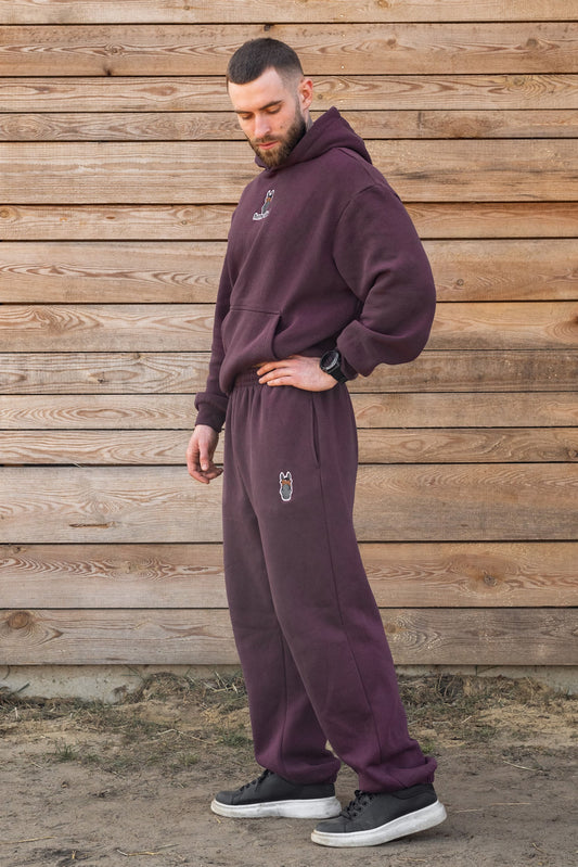 Cozy Spodnie Dresowe dla Koniarza - Horse Dad - Plum Purple