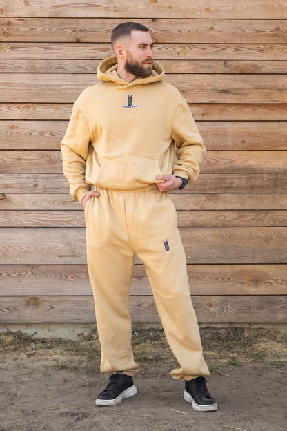 Cozy Komplet Dresowy Dla Koniarza - Horse Dad Oversize - Beige