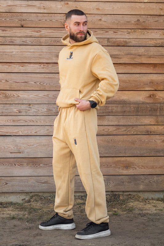 Cozy Komplet Dresowy Dla Koniarza - Horse Dad Oversize - Beige