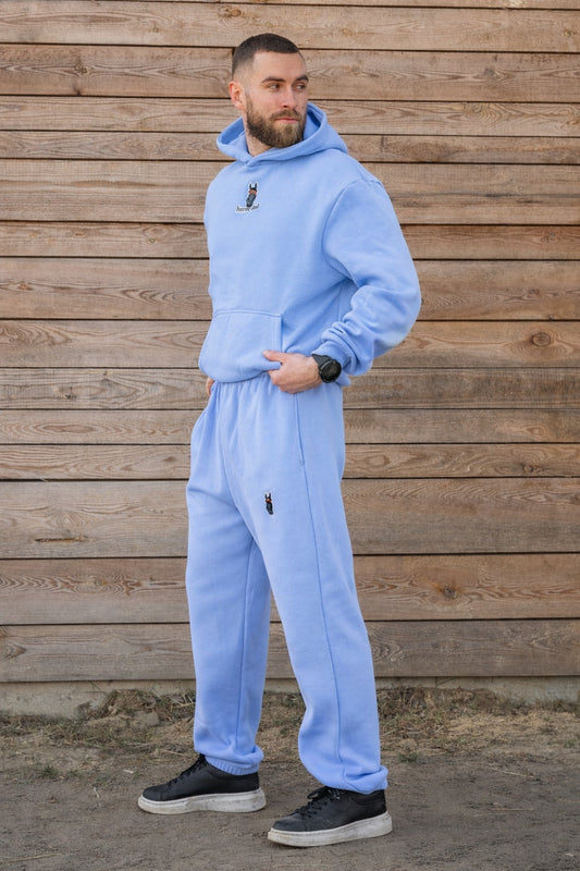 Cozy Spodnie Dresowe dla Koniarza - Horse Dad - Powder Blue