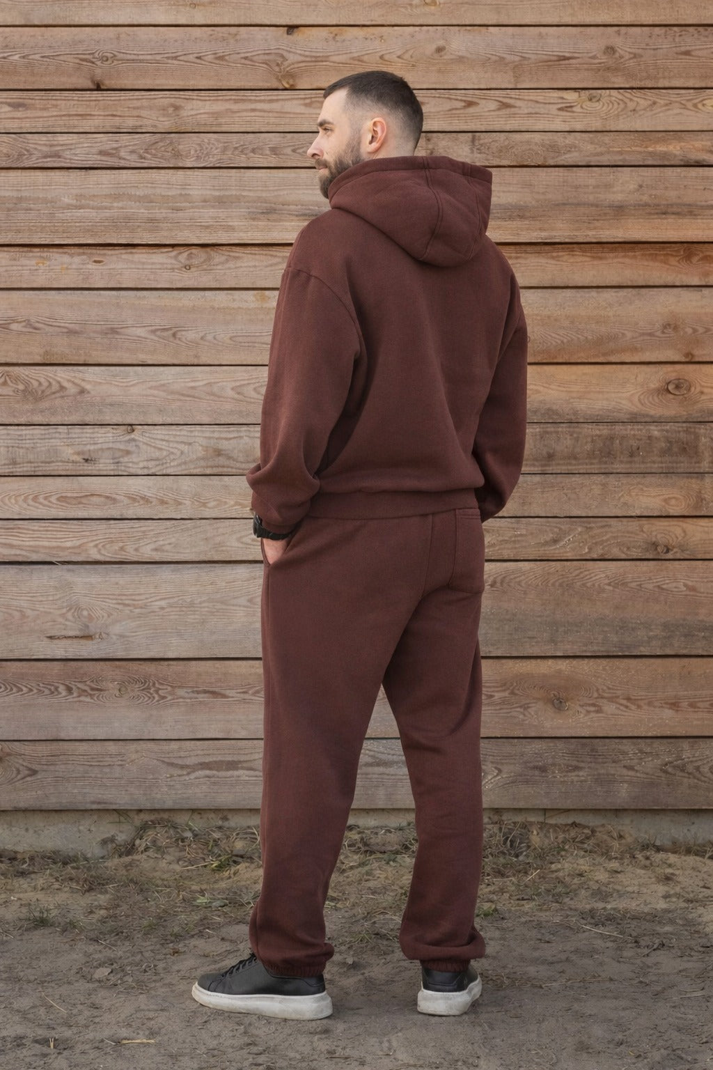 Cozy Komplet Dresowy Dla Koniarza - Horse Dad Oversize - Chocolate Brown