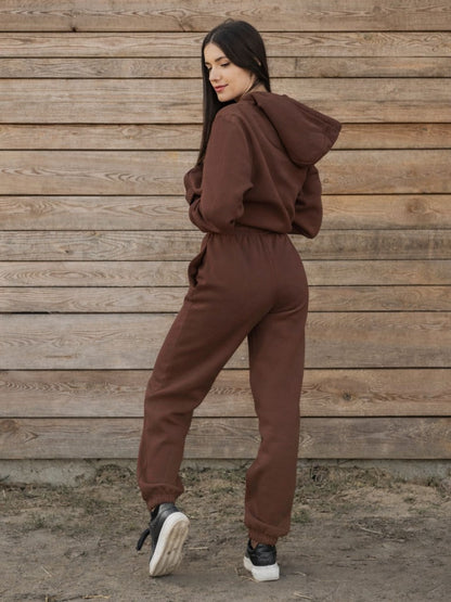 Cozy Komplet Dresowy Dla Koniary - Horse Mom Oversize - Chocolate Brown