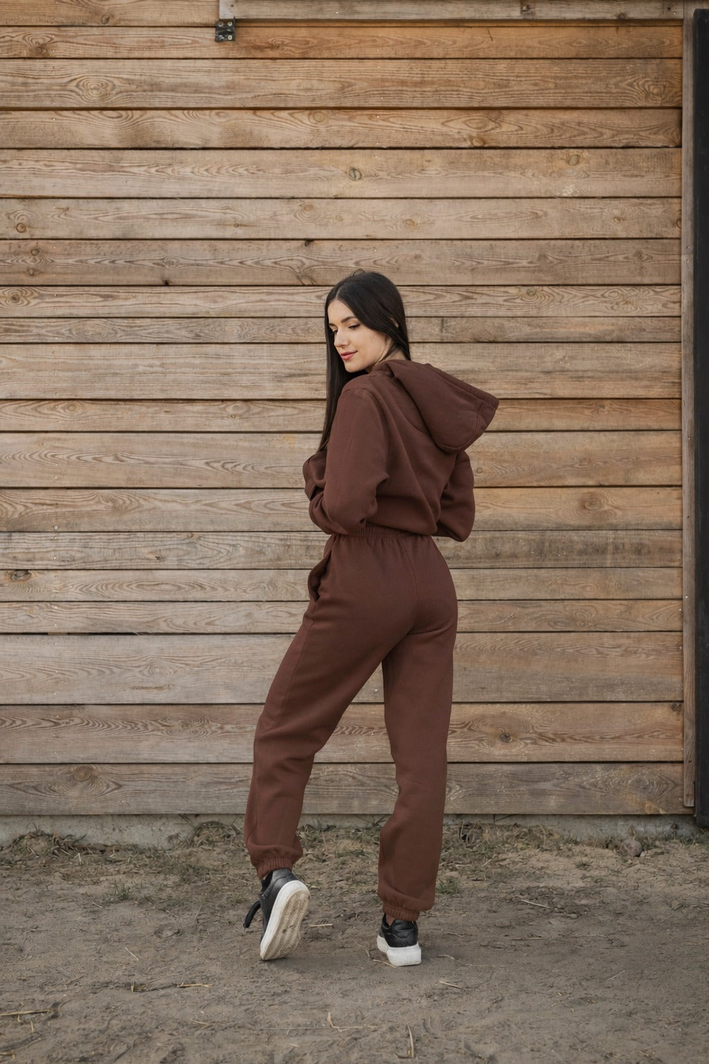 Cozy Komplet Dresowy Dla Koniary - Horse Mom Oversize - Chocolate Brown