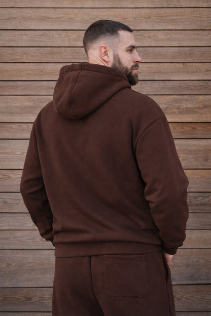 Miękka bluza z haftem "horse dad" dla Koniarza Oversize - COZY - Chocolate Brown