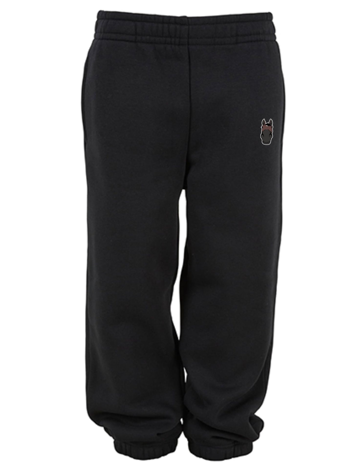Miękkie spodnie dresowe z haftem dla dzieci Oversize - COZY - Black