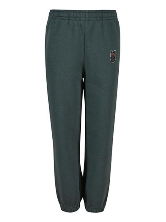 Miękkie spodnie dresowe z haftem dla dzieci Oversize - COZY - Bottle Green