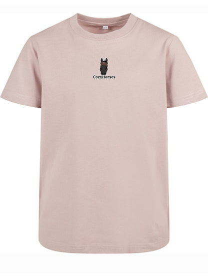 Bawełniana koszulka dla Dzieci z haftem "cozy horses" - HORSEY - Dusk Rose