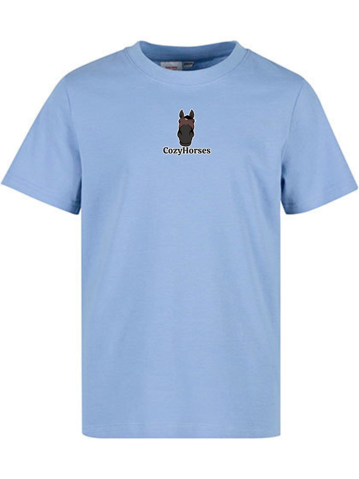Bawełniana koszulka dla Dzieci z haftem "cozy horses" - HORSEY - Powder Blue