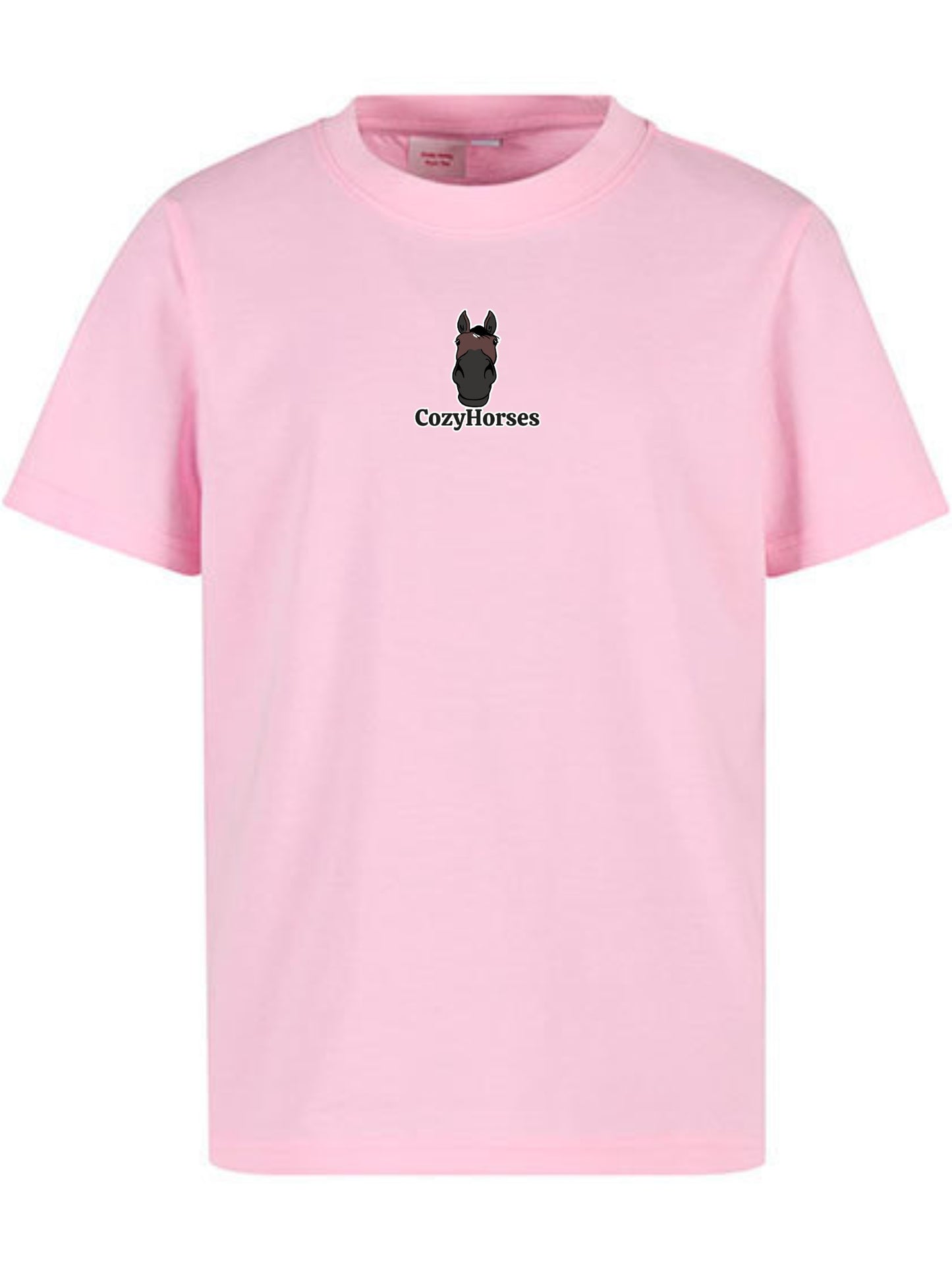 Bawełniana koszulka dla Dzieci z haftem "cozy horses" - HORSEY - Soft Pink