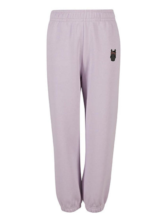 Miękkie spodnie dresowe z haftem dla dzieci Oversize - COZY - Lilac