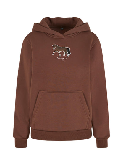 Miękka bluza z haftem "DRESSAGE" dla Koniary Oversize - COZY - Chocolate Brown