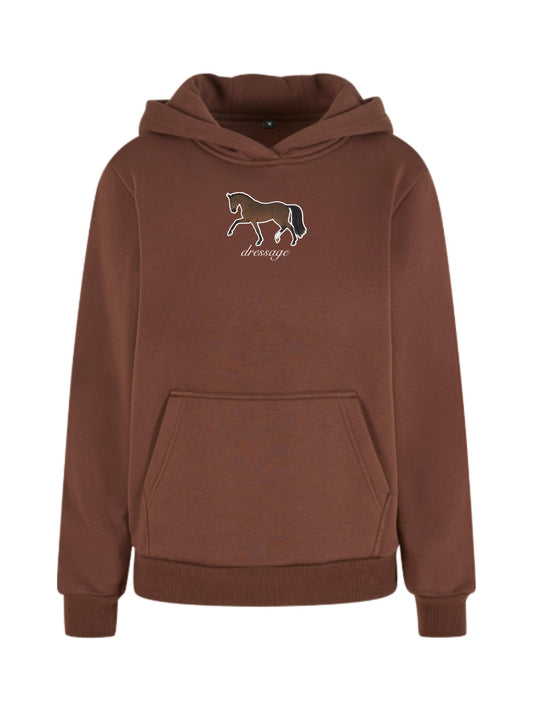 Miękka bluza z haftem "DRESSAGE" dla Koniarza Oversize - COZY - Chocolate Brown