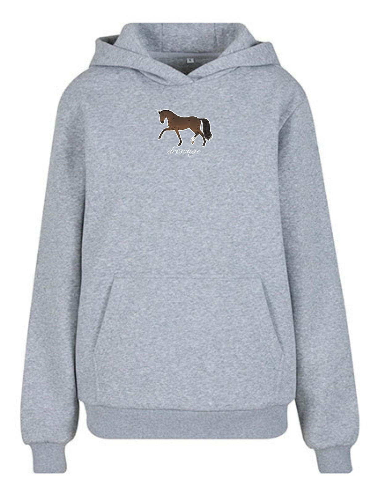 Miękka bluza z haftem "DRESSAGE" dla Koniary Oversize - COZY - Heather Grey