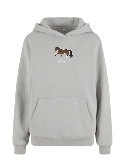 Miękka bluza z haftem "DRESSAGE" dla Koniary Oversize - COZY - Light Asphalt