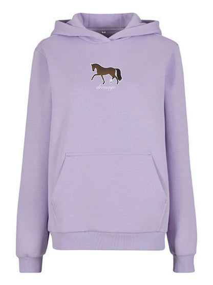 Miękka bluza z haftem "DRESSAGE" dla Koniary Oversize - COZY - Lilac