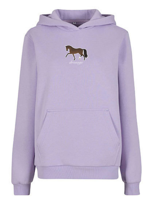 Miękka bluza z haftem "DRESSAGE" dla Koniary Oversize - COZY - Lilac