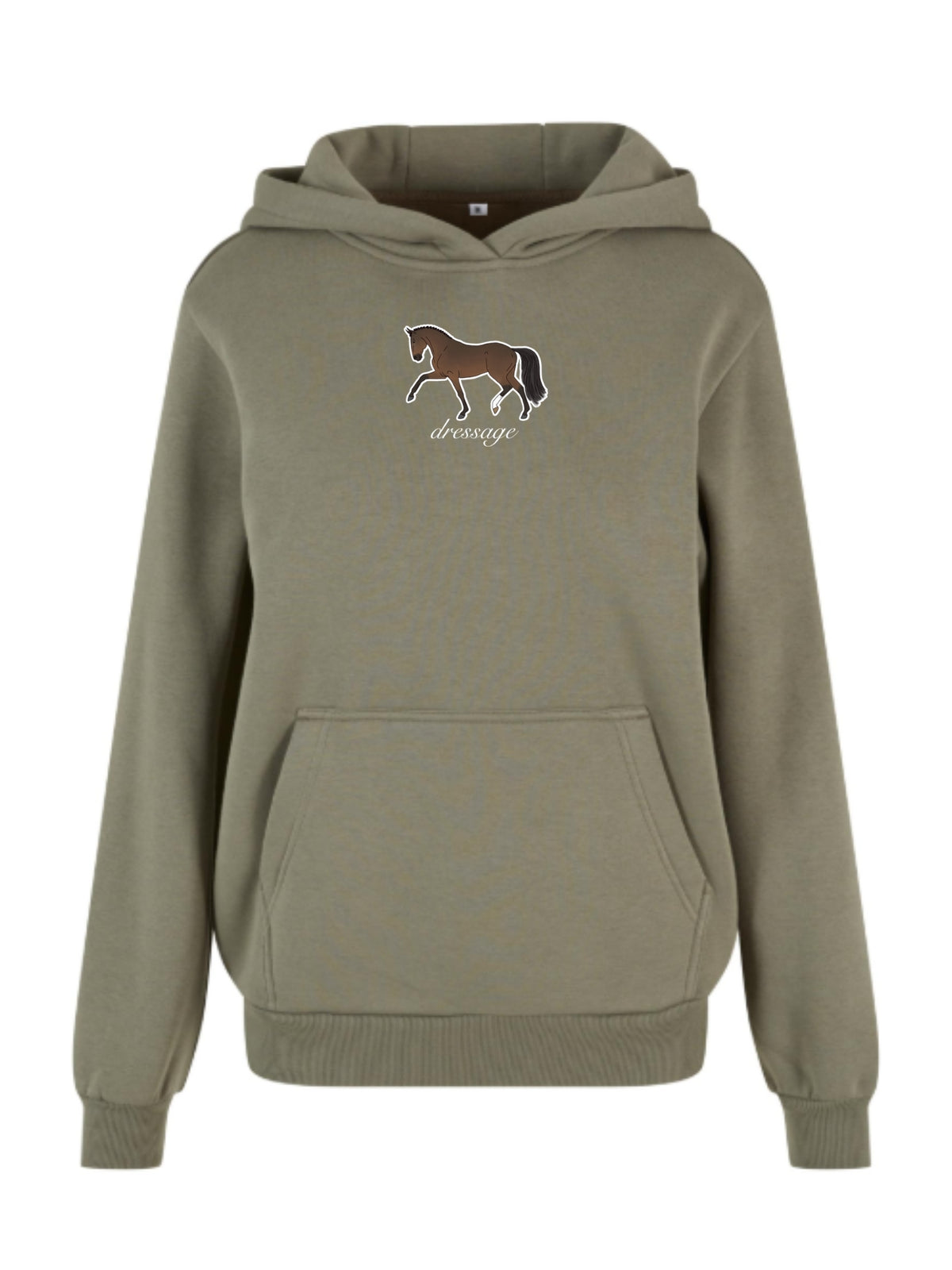 Miękka bluza z haftem "DRESSAGE" dla Koniary Oversize - COZY - Pale Olive