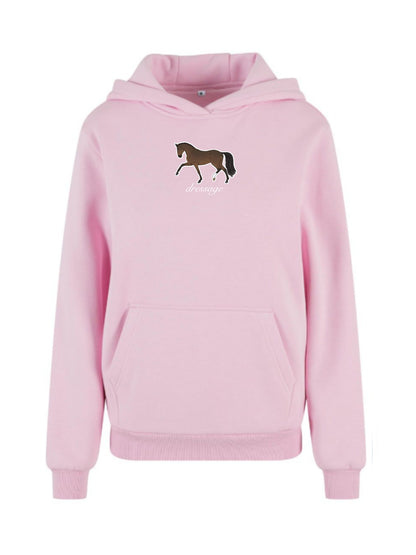 Miękka bluza z haftem "DRESSAGE" dla Koniary Oversize - COZY - Soft Pink