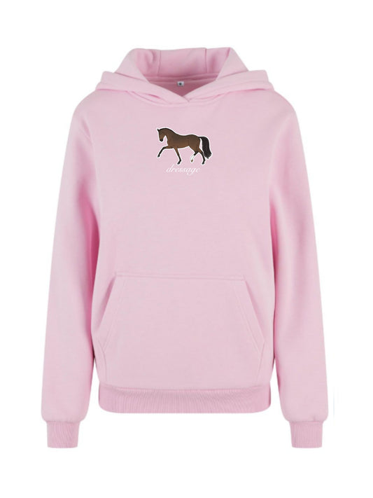 Miękka bluza z haftem "DRESSAGE" dla Koniary Oversize - COZY - Soft Pink