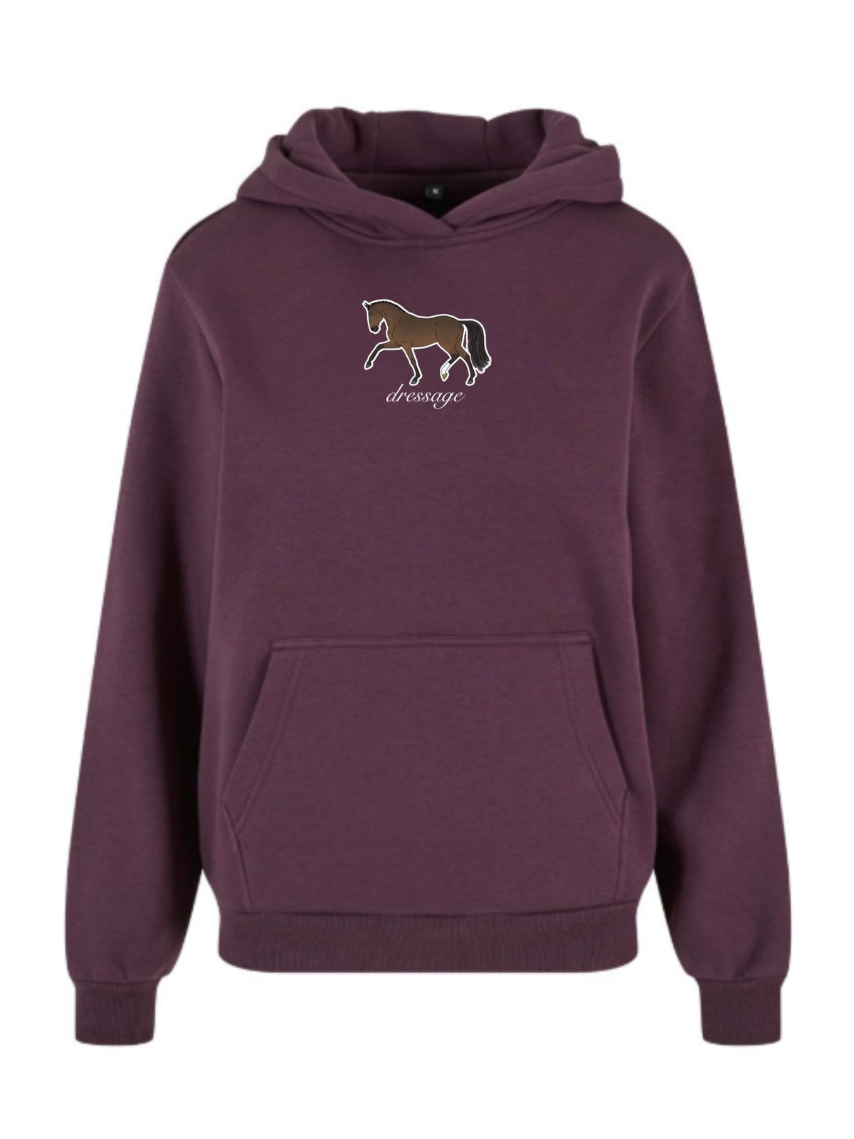 Miękka bluza z haftem "DRESSAGE" dla Koniarza Oversize - COZY - Plum Purple