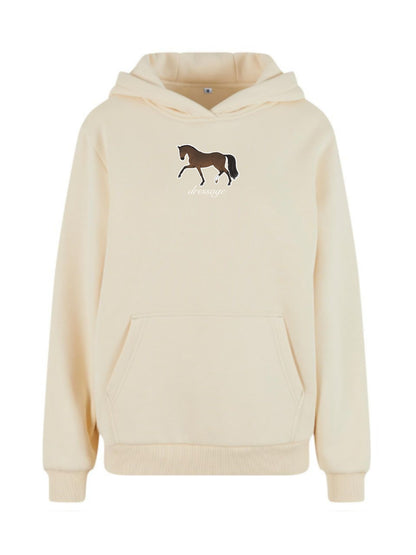 Miękka bluza z haftem "DRESSAGE" dla Koniary Oversize - COZY - White Sand