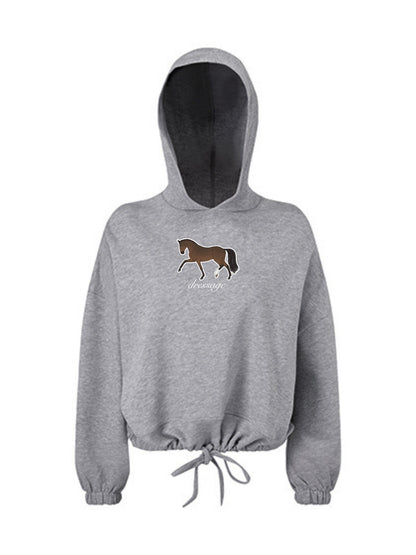 Miękka bluza ze ściągaczem, z haftem "DRESSAGE" dla Koniary - LOVELY - Heather Grey