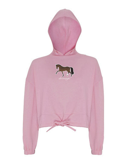 Miękka bluza ze ściągaczem, z haftem "DRESSAGE" dla Koniary - LOVELY - Light Pink