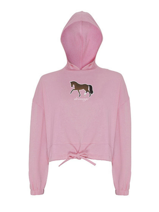 Miękka bluza ze ściągaczem, z haftem "DRESSAGE" dla Koniary - LOVELY - Light Pink